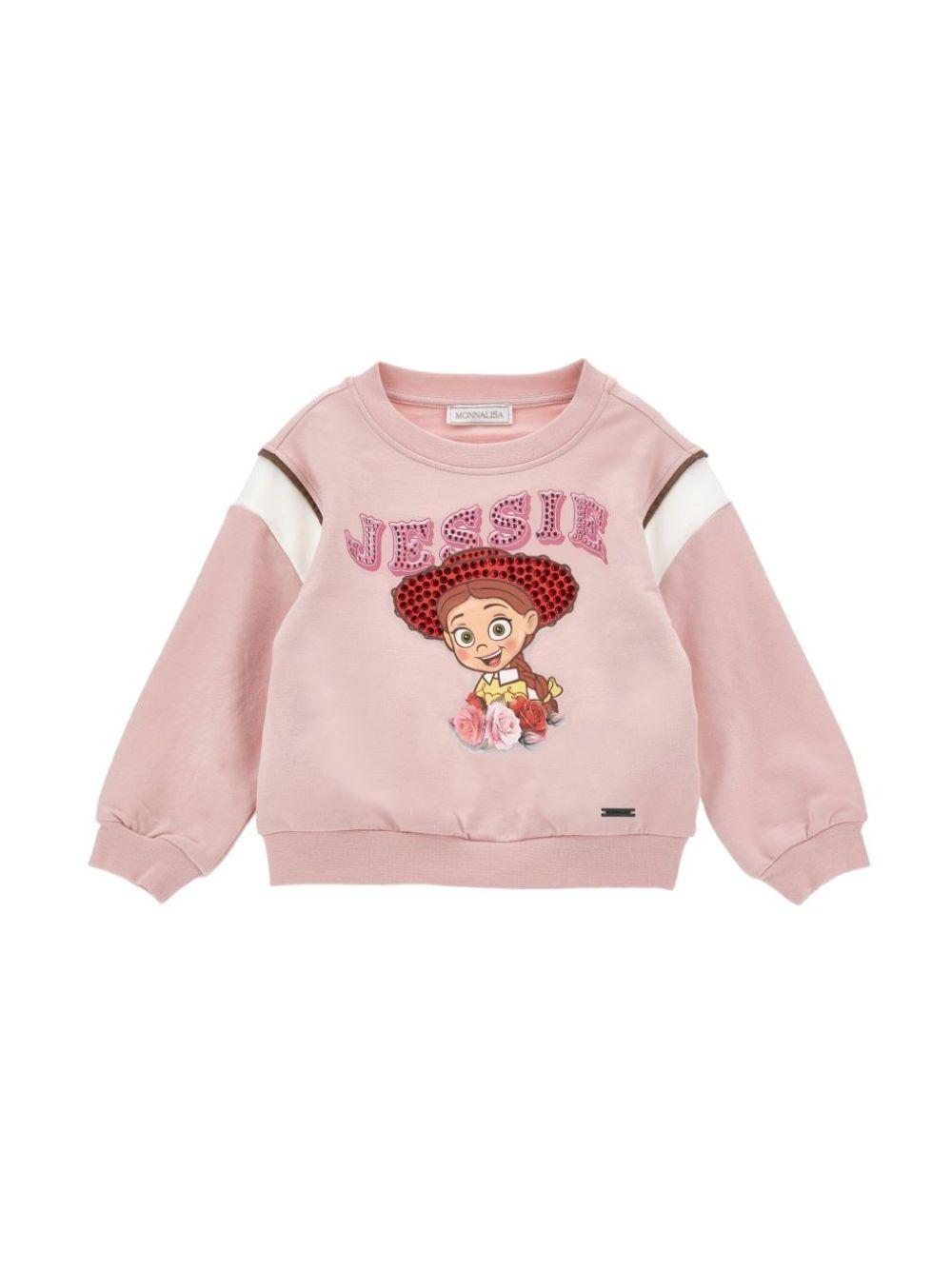 Felpa per bambina Monnalisa Kids x Pixar rosa con stampa e cristalli 19H600NP 8006 094F MONNALISA KIDS 