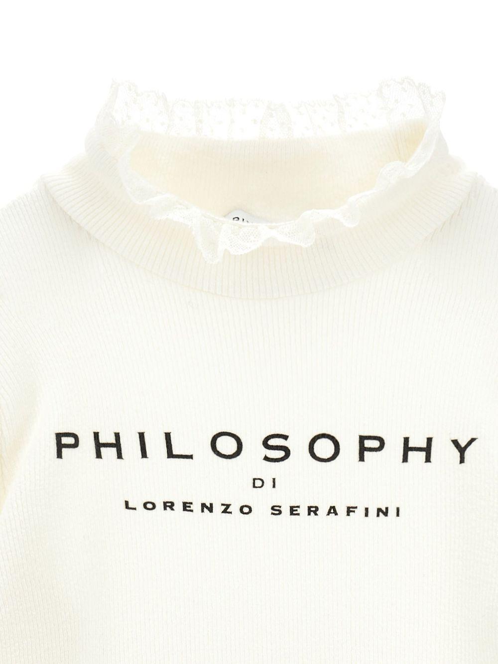 T-shirt per bambina Philosophy Di Lorenzo Serafini Kids bianca con finitura in pizzo I1F619 6212 P001 PHILOSOPHY 