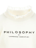 T-shirt per bambina Philosophy Di Lorenzo Serafini Kids bianca con finitura in pizzo I1F619 6212 P001 PHILOSOPHY 