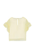T-shirt per bambina Elie Saab Junior gialla con dettagli ricamati EFTP028TS1110 YEL ElIE SAAB KIDS 