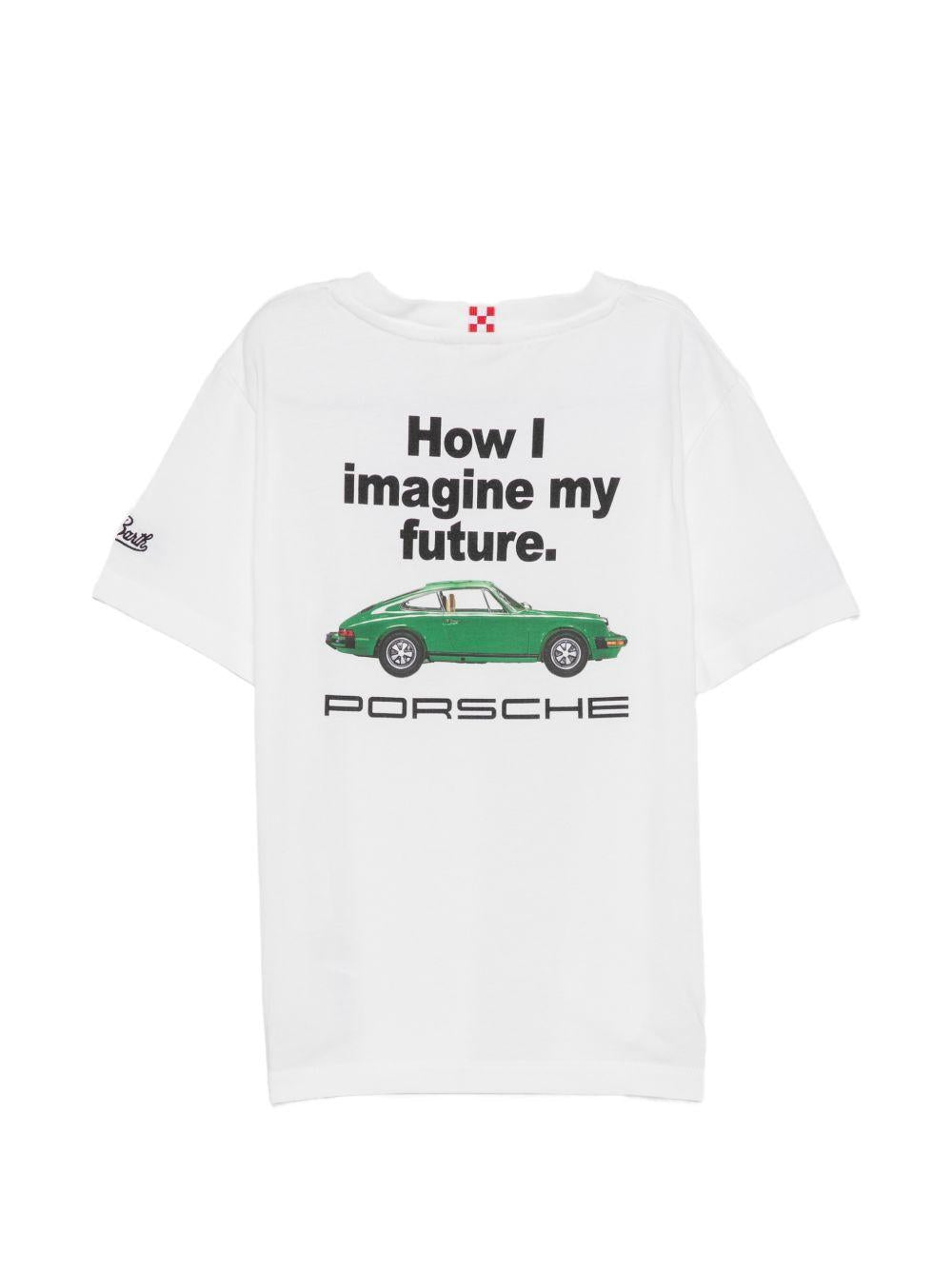 T-shirt per bambino MC2 Saint Barth Kids x Porsche bianca con stampa grafica Porsche PRL0001 00752L MC2 ST. BARTH KIDS 