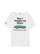 T-shirt per bambino MC2 Saint Barth Kids x Porsche bianca con stampa grafica Porsche PRL0001 00752L MC2 ST. BARTH KIDS 