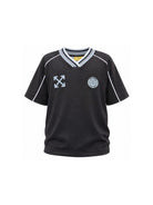 T-shirt per bambino Off-White Kids nera con scollo a V 44BAA018S26J001 001 OFF WHITE KIDS 