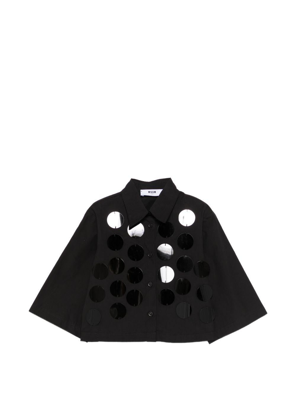 Camicia per bambina MSGM Kids nera con dettagli a pois S6MSJGSI097 110 MSGM KIDS 