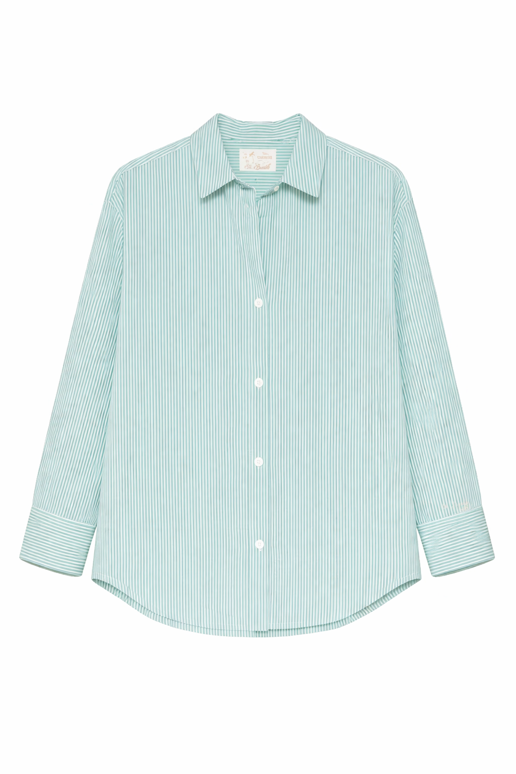 Camicia per donna MC2 Saint Barth verde con design a righe CYS0001 01414L MC2 ST. BARTH 