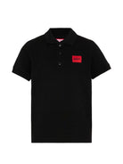 T-shirt per bambino Hugo Kids nera con colletto stile polo G01186 09B Hugo KIDS 