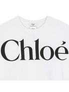 T-shirt per bambina Chloè Kids bianca con design crop C21305 117 CHLOE' KIDS 