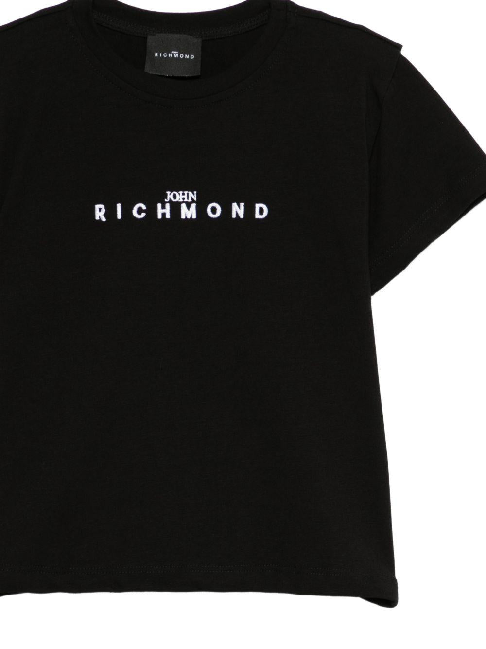 T-shirt per bambina John Richmond Junior nera con dettaglio logo RGP26112TS BLACK JOHN RICHMOND KIDS 