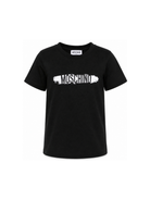 T-shirt per bambini Moschino Kids nera con stampa logo sul davanti H8M058LAA10 60100 MOSCHINO KIDS 