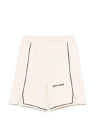 Shorts per bambino Palm Angels Kids beige con stampa logo PBCI007S26FLE001 092 PALM ANGELS KIDS 