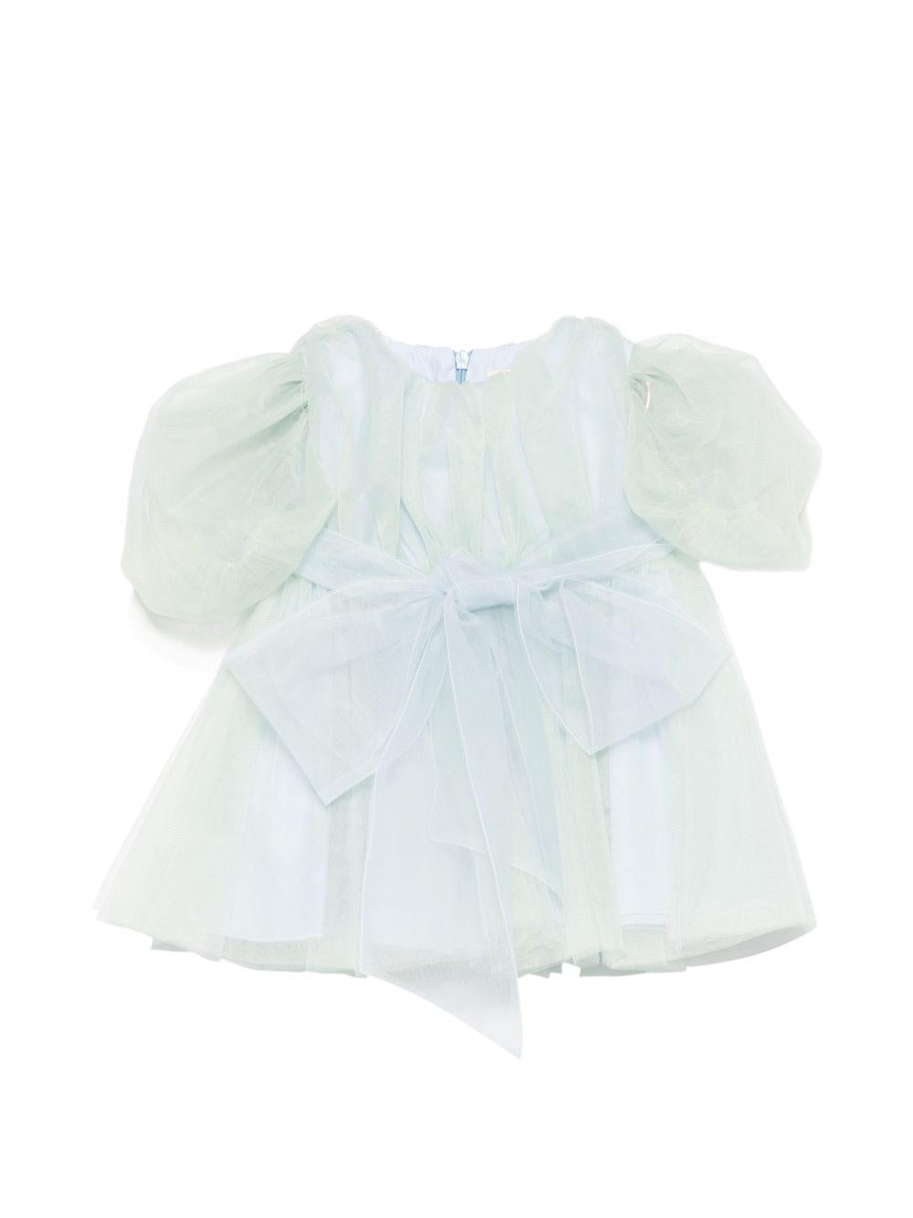 Abito per neonata Alapage azzurro con maniche a sbuffo AL54 CELESTE/LIME A'LAPAGE KIDS 