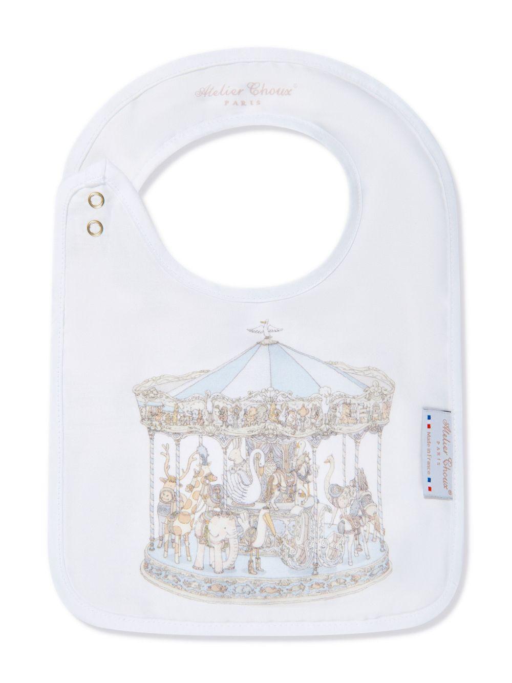 Bavaglino per neonati Atelier Choux bianco con stampa carosello BI-CS-CAR B-U ATELIER CHOUX PARIS KIDS 