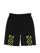 Shorts per bambino Off-White Kids neri con logo sul davanti 44BCI001S26F002 001 OFF WHITE KIDS 