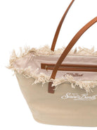Borsa tote Mc2 Saint Barth City beige con bordo sfrangiato CBMF001 01741L MC2 ST. BARTH KIDS 