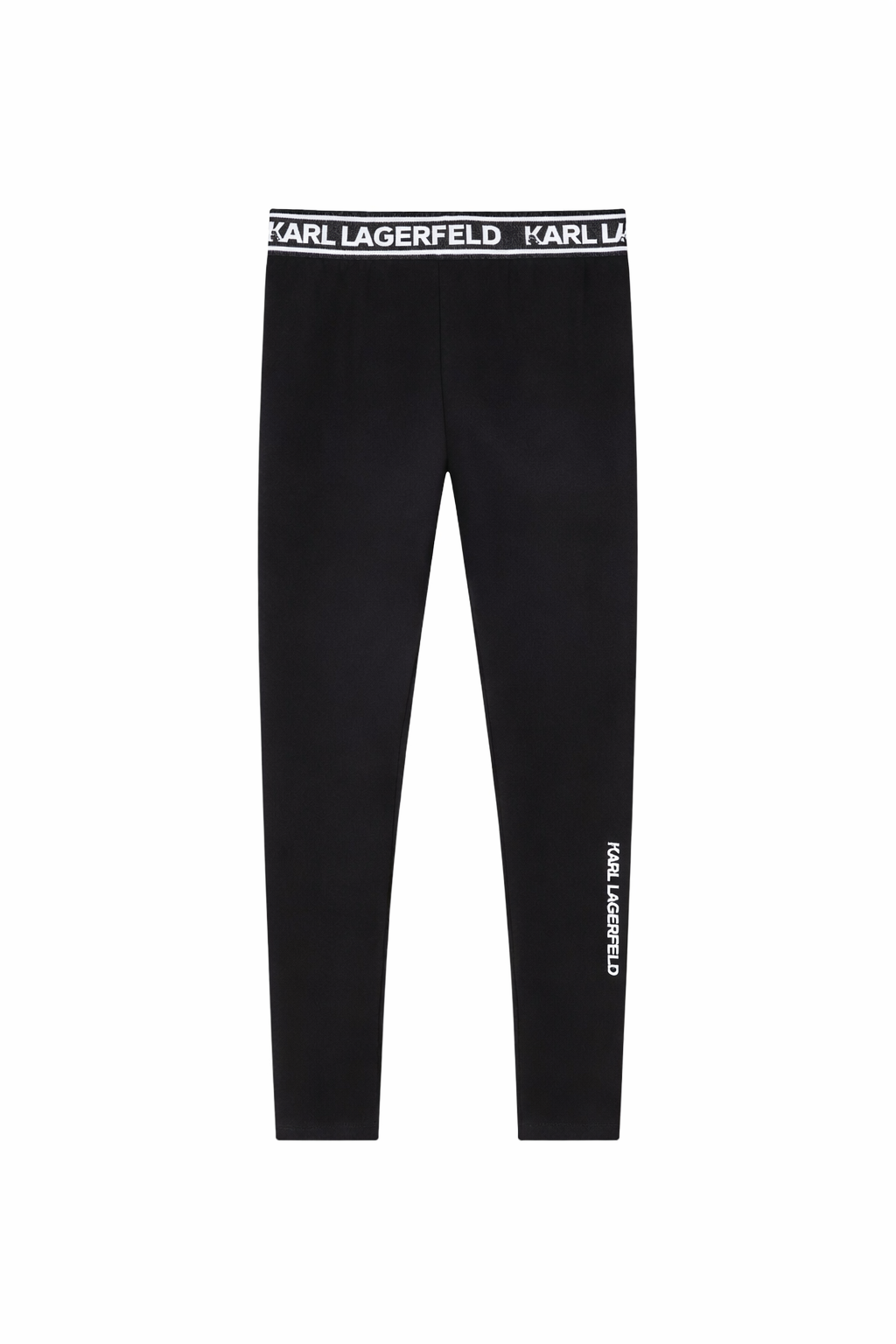 Leggings per bambina Karl Lagerfeld Kids nero con rifinitura con logo Z31128 09B KARL LAGERFELD KIDS 