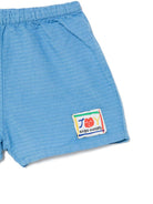 Shorts per neonato Bobo Choses Smilling azzurro con applicazione frontale con logo B125AB044 421 BOBO CHOSES 