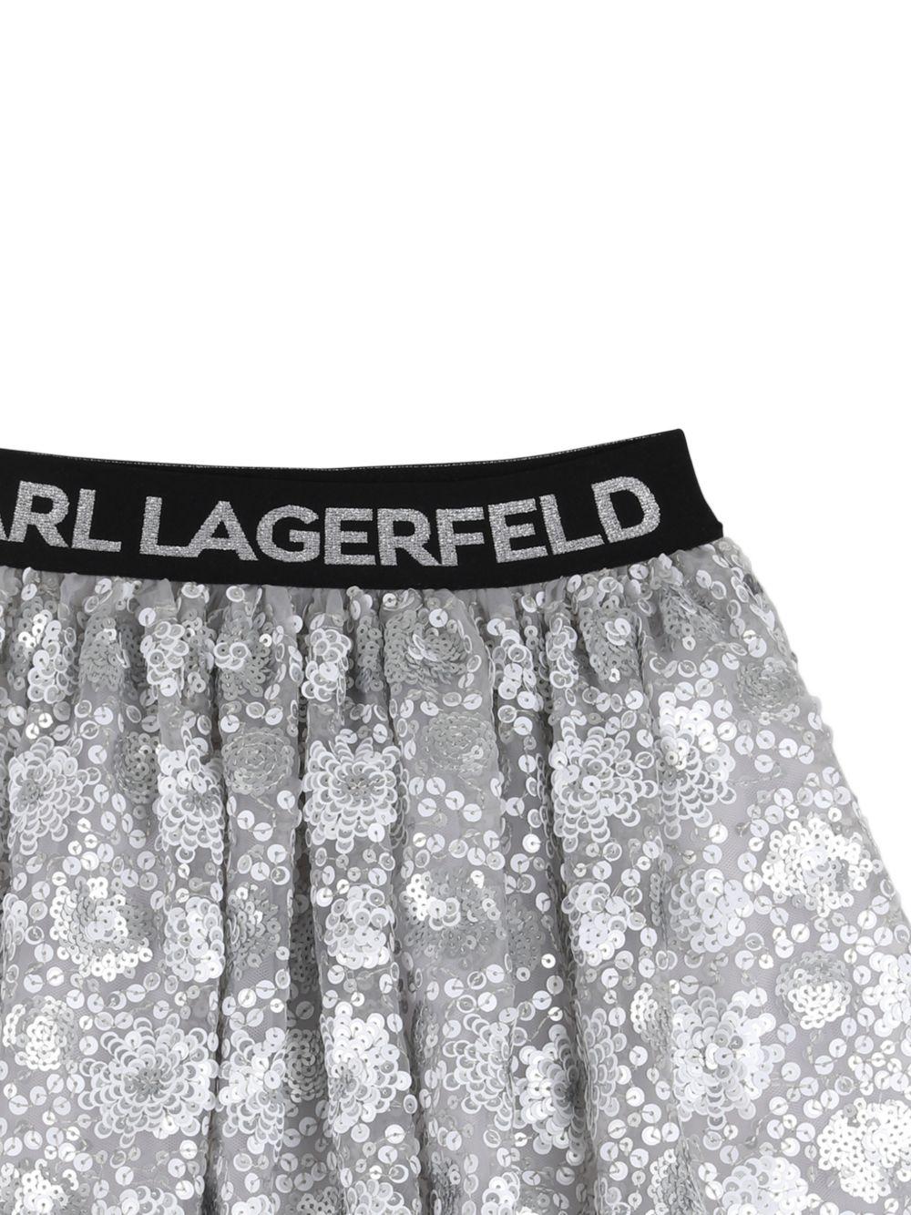 Gonna per bambina Karl Lagerfeld Kids grigia con decorazione con paillettes Z31118 016 KARL LAGERFELD KIDS 