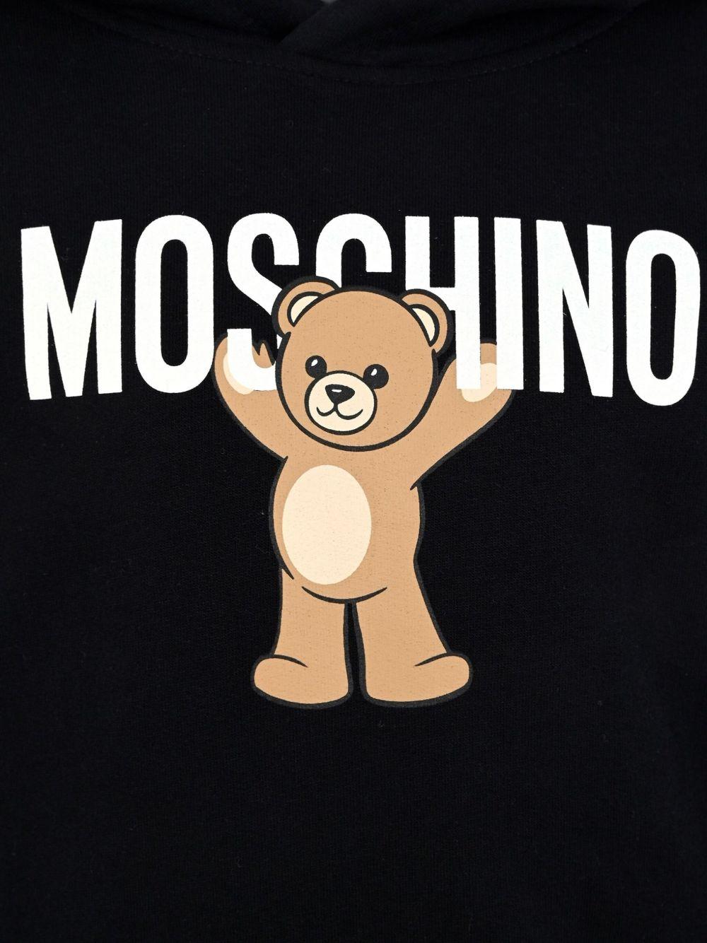 Felpa per bambino Moschino Kids nero con stampa Teddy e cappuccio HUF09FLCA40 60100 MOSCHINO KIDS 
