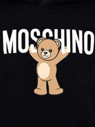 Felpa per bambino Moschino Kids nero con stampa Teddy e cappuccio HUF09FLCA40 60100 MOSCHINO KIDS 