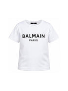 T-shirt per bambino Balmain Kids bianca con logo sul davanti BY8R11 Z3672 100NE BALMAIN KIDS 