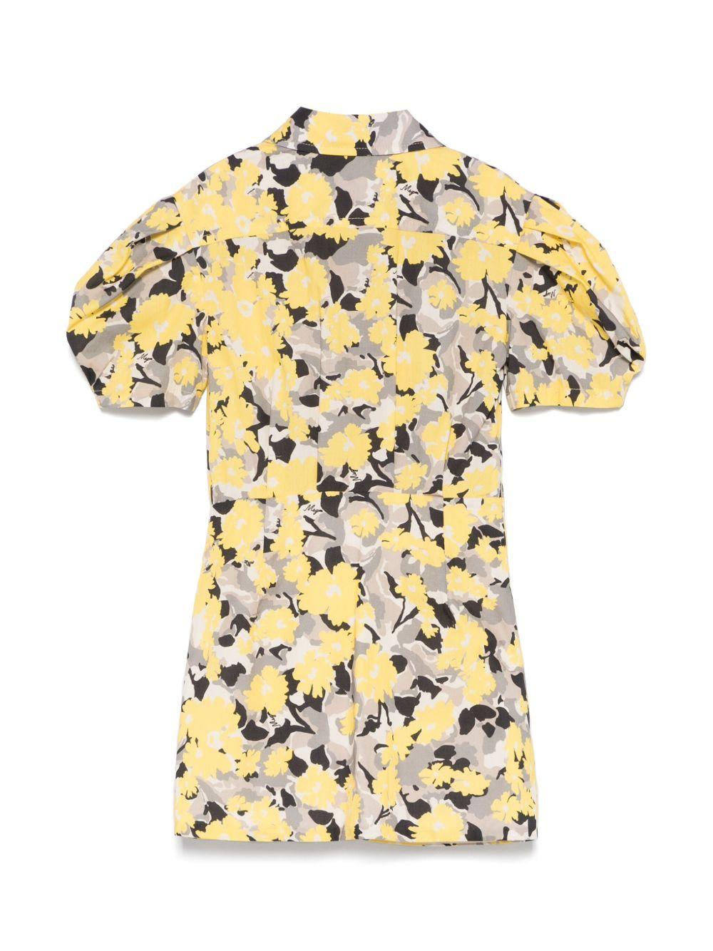 Abito con stampa a fiori per bambina MSGM Kids giallo con logo sul petto S5MSJGDR127 110 MSGM KIDS 