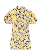 Abito con stampa a fiori per bambina MSGM Kids giallo con logo sul petto S5MSJGDR127 110 MSGM KIDS 