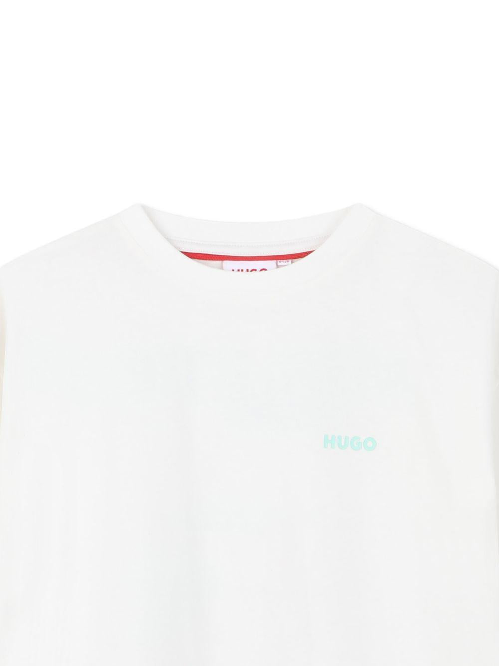 T-shirt per bambino Hugo Kids bianca con stampa grafica sul retro G01023 153 Hugo KIDS 