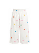 Pantaloni per bambina MC2 Saint Barth Kids bianchi con motivi marini ricamati PAE001 00429L MC2 ST. BARTH KIDS 