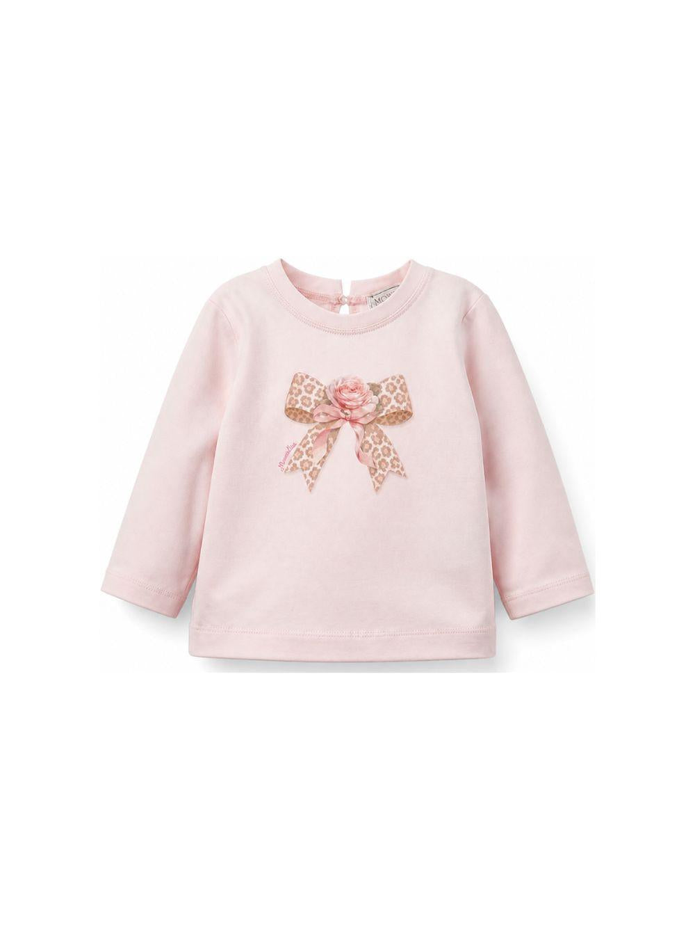 T-shirt per neonata Monnalisa Kids rosa con stampa fiocco sul davanti 39H600 8002 0091 MONNALISA KIDS 