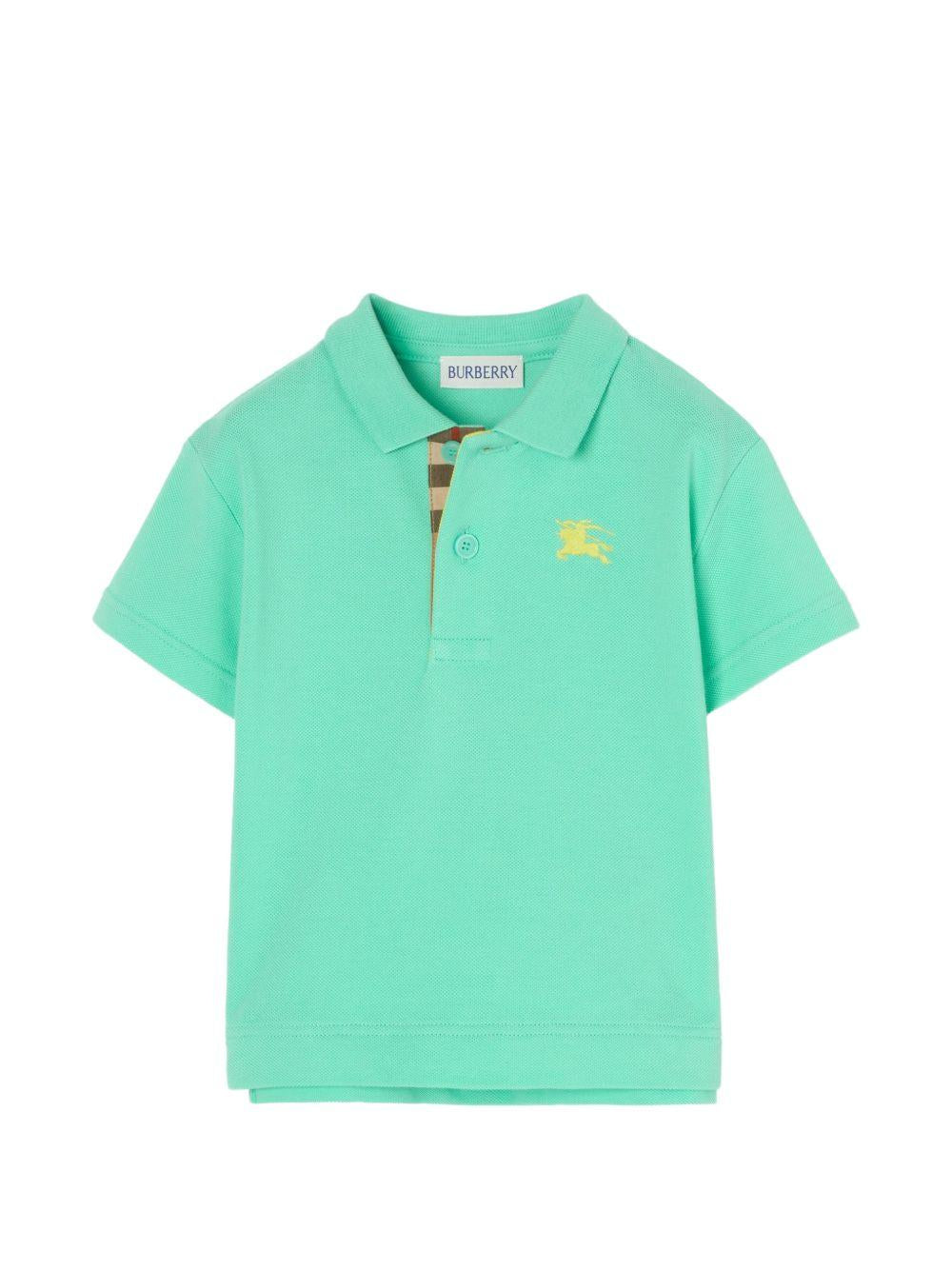 T-shirt per bambino Burberry Kids verde con ricamo Equestrian Knight 8121294 A2633 BURBERRY KIDS 