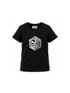 T-shirt per bambini Moschino Kids nera con stampa grafica del logo HMM05VLAA57 60100 MOSCHINO KIDS 