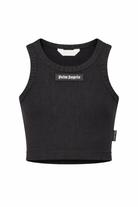 Canotta per bambina Palm Angels Kids nera con motivo a coste PGAG002S26JER002 110 PALM ANGELS KIDS 