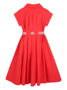 Chemisier per bambina Lanvin Enfant rosso con cintura N30345 998 LANVIN 