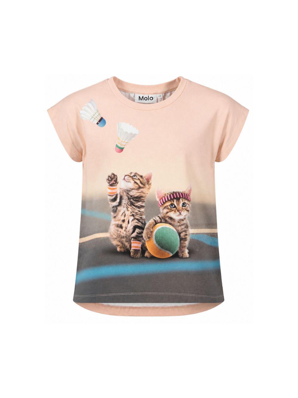 T-shirt per bambina Molo Kids rosa con stampa grafica gatti 2W26A207 5799 MOLO KIDS 