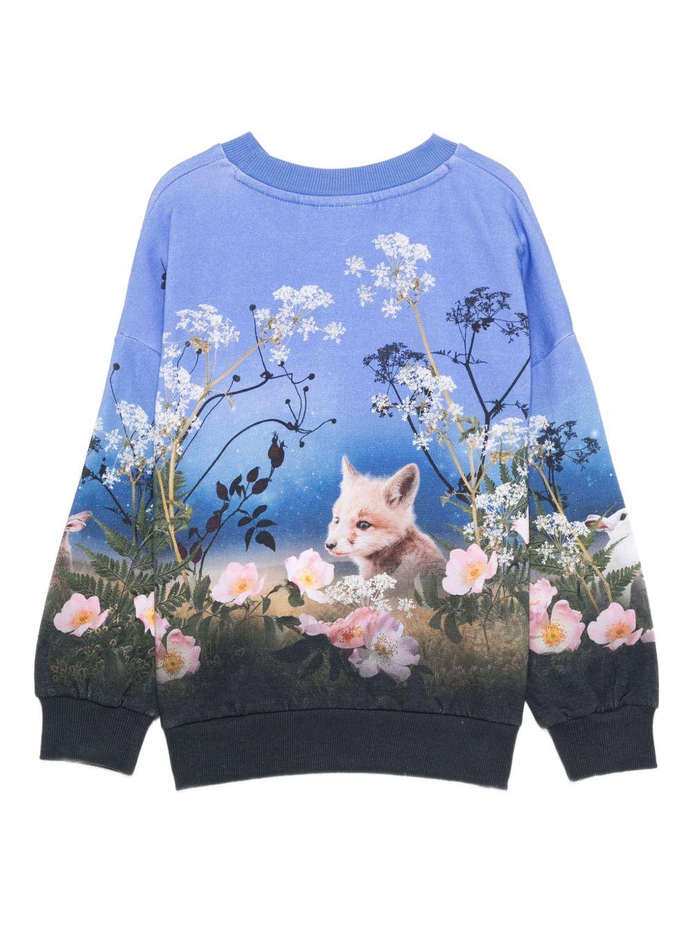 Felpa per bambina Molo blu con stampa all-over 2W25J211 9625 MOLO 