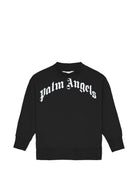 Felpa per bambino Palm Angels Kids nera con logo sul davanti PBBA012S26FLE001 110 PALM ANGELS KIDS 