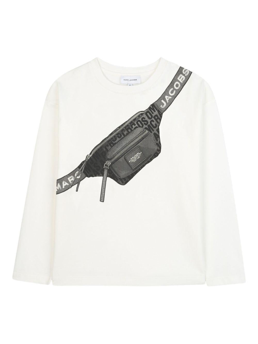 T-shirt per bambino The Marc Jacobs Kids bianco a maniche lunghe con stampa trompe l'oeil W60635 126 THE MARC JACOBS KIDS 