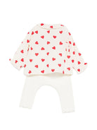 Set di t-shirt e pantaloni per neonati Petit Bateau bianco con stampa a cuori A0F34 00 PETIT BATEAU KIDS 