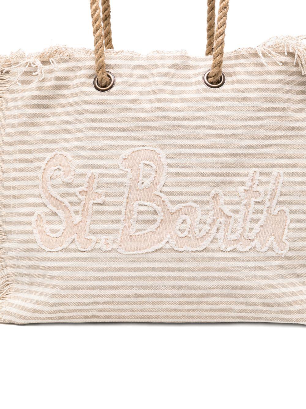 Borsa Beach Bag MC2 Saint Barth beige con motivo a righe orizzontali BEA0003 09400L MC2 ST. BARTH KIDS 