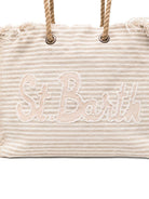 Borsa Beach Bag MC2 Saint Barth beige con motivo a righe orizzontali BEA0003 09400L MC2 ST. BARTH KIDS 
