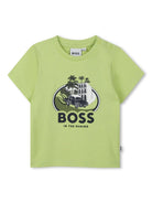 T-shirt con stampa per neonato BOSS Kidswear verde con scollo rotondo J52110 607 BOSS KIDS 