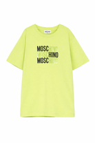 T-shirt per bambino Moschino Kids verde con stampa logo H5M05GLAA23 30355 MOSCHINO KIDS 