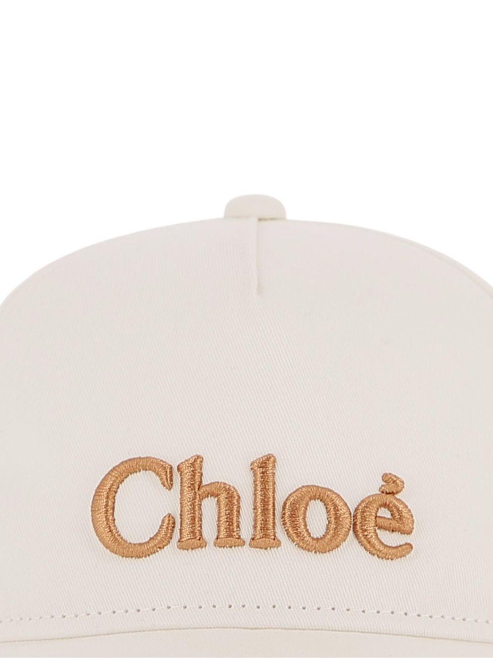 Cappello da baseball per bambina Chloé Kids bianco con logo ricamato C20871 105 CHLOE' KIDS 