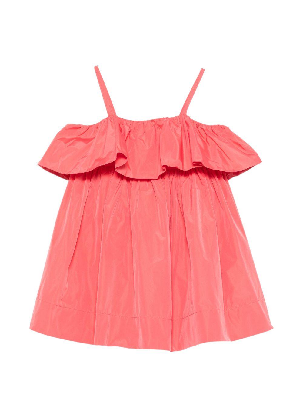 Abito per bambina Stella McCartney Kids rosso corallo con spalline arricciate TY1D82 S0183 470 STELLA McCARTNEY KIDS 