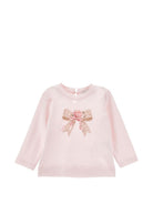 T-shirt per neonata Monnalisa Kids rosa con stampa fiocco sul davanti 39H600 8002 0091 MONNALISA KIDS 