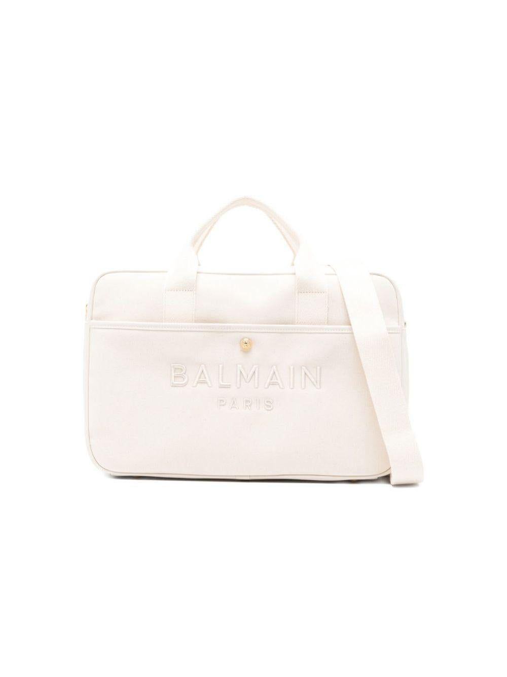 Borsa fasciatoio per neonati Balmain Kids bianca con logo ricamato BY0608 Z3829 102 BALMAIN KIDS 