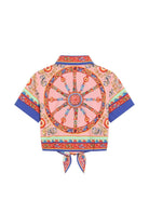 Camicia per bambina Dolce & Gabbana Kids rosa con stampa Carretto Siciliano L54S05 FI5O1 HF6CK DOLCE & GABBANA KIDS 