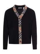 Cardigan per bambino Burberry kids nero con rifiniture a quadri 8117201 A1189 BURBERRY KIDS 