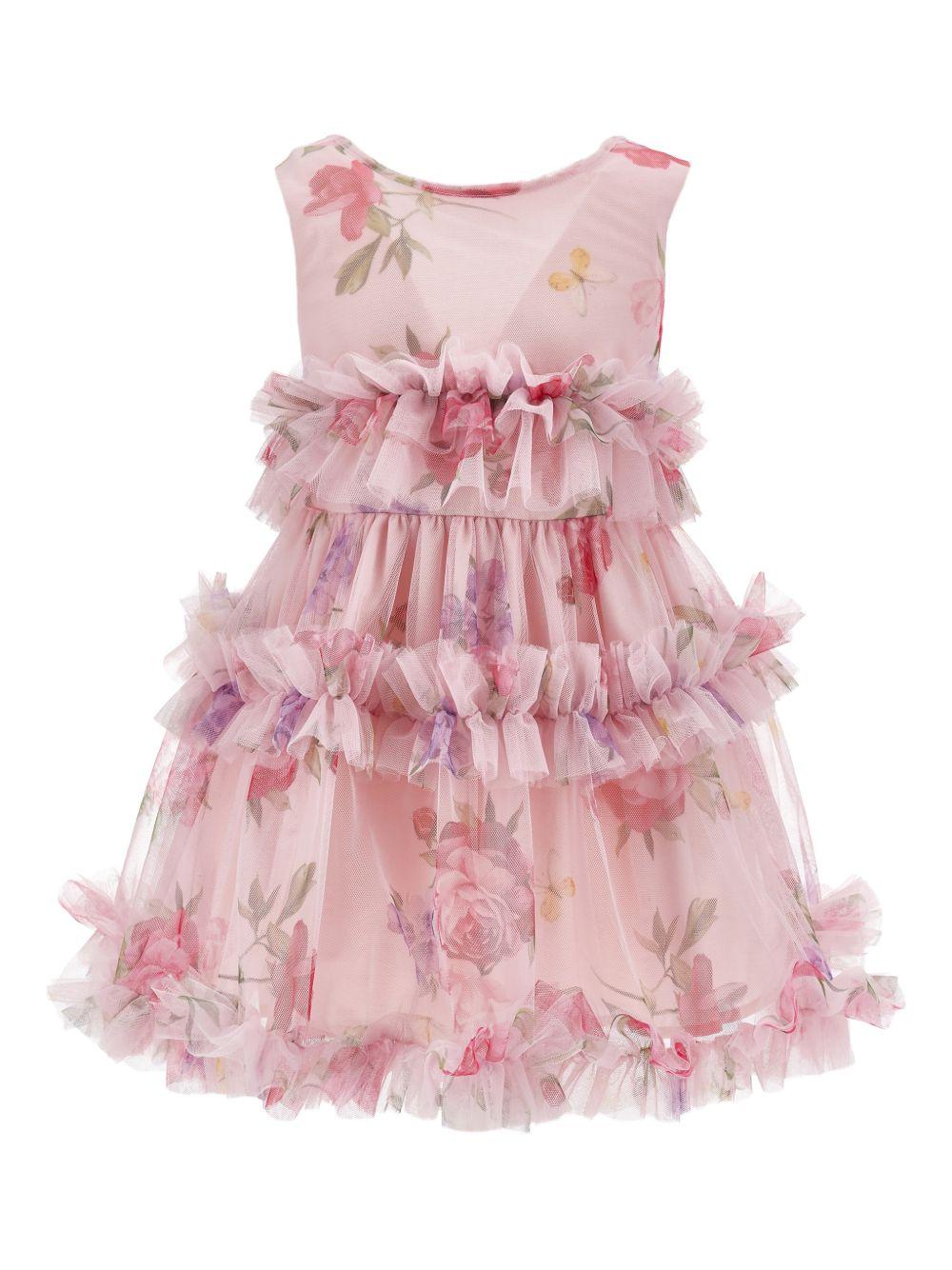 Abito per bambina Monnalisa rosa con stampa a fiori 19G905 7047 0090 MONNALISA KIDS 