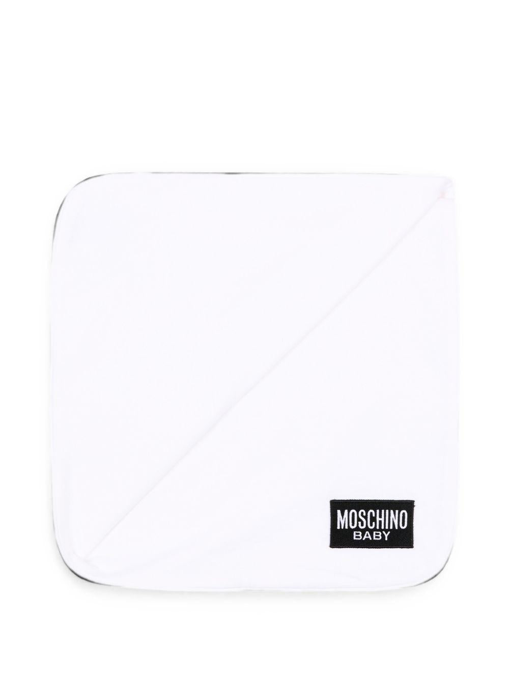 Coperta per neonati Moschino Kids bianca con dettaglio Teddy Bear MTB00FLCA40 10101 MOSCHINO KIDS 